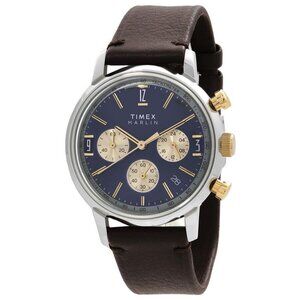 NWT Authentic Timex Marlin Chronograph Quartz Blue Dial Men's Watch